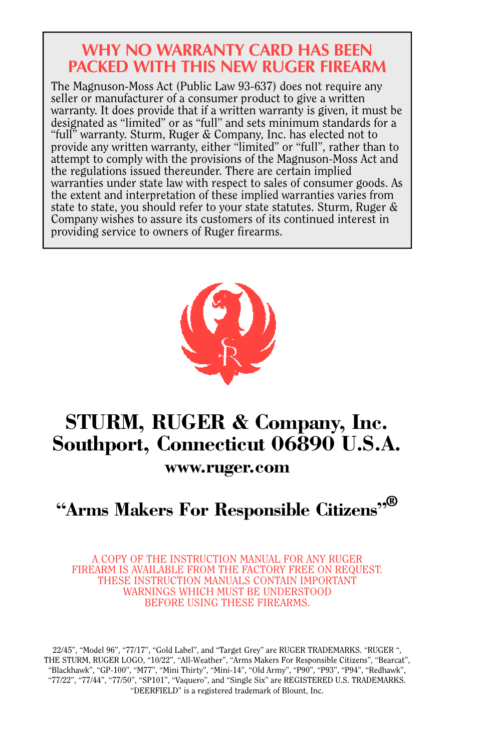 Ruger MINI-14 User Manual | Page 46 / 46