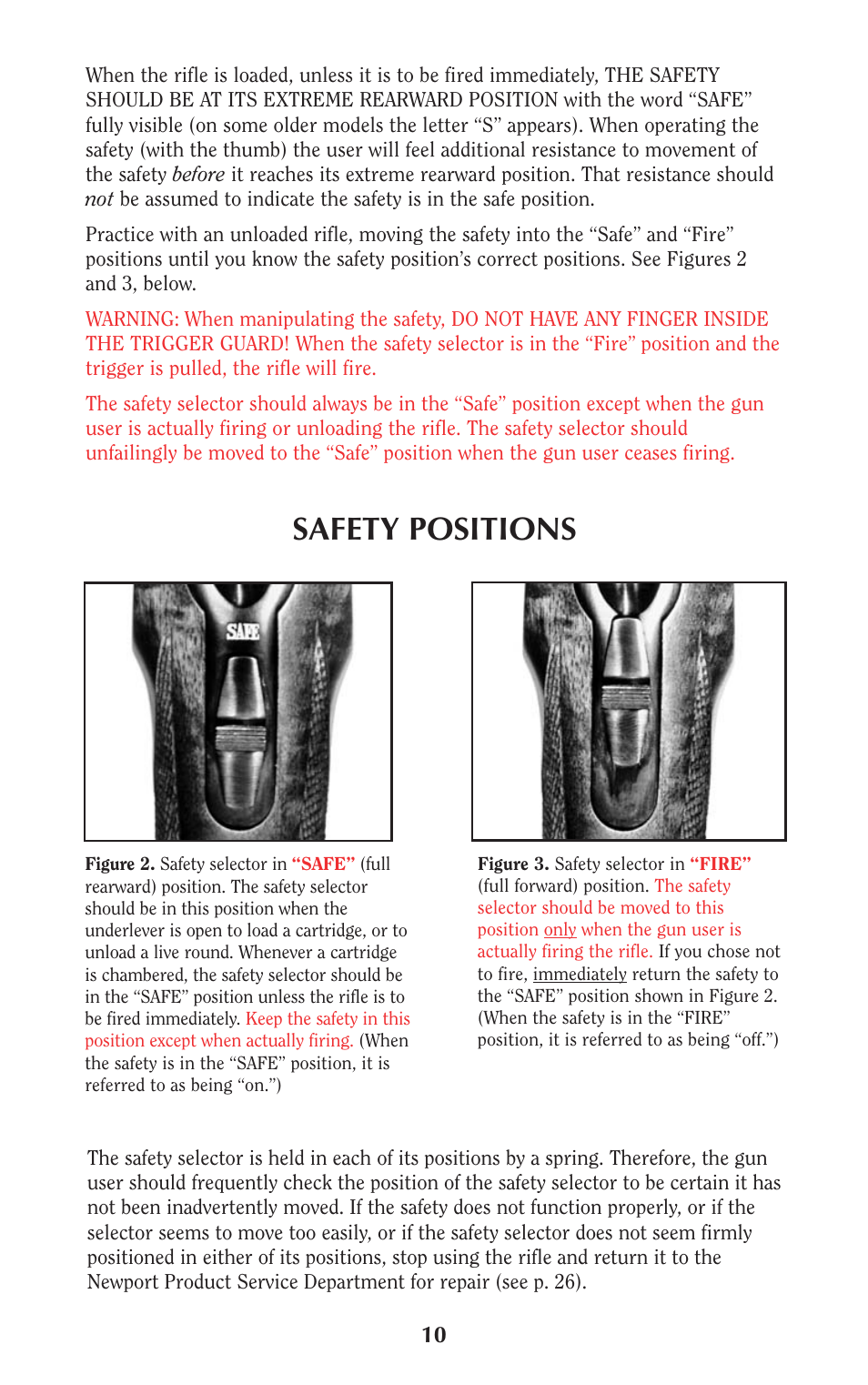 Safety positions | Ruger Caulking Gun User Manual | Page 10 / 40