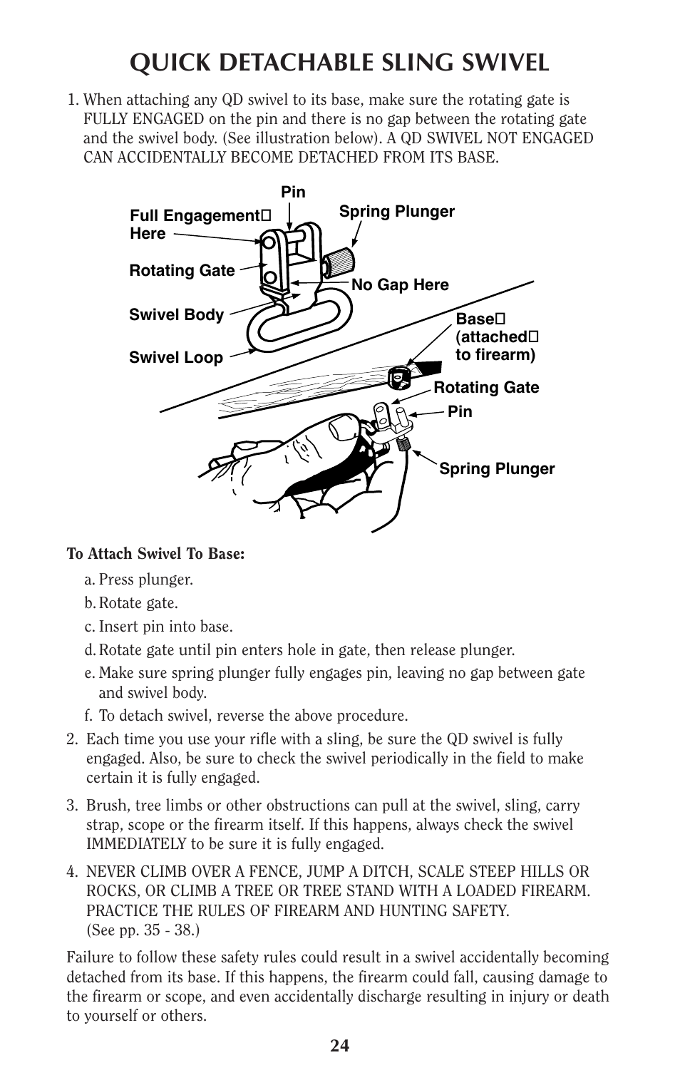 Quick detachable sling swivel | Ruger Caulking Gun User Manual | Page 24 / 40