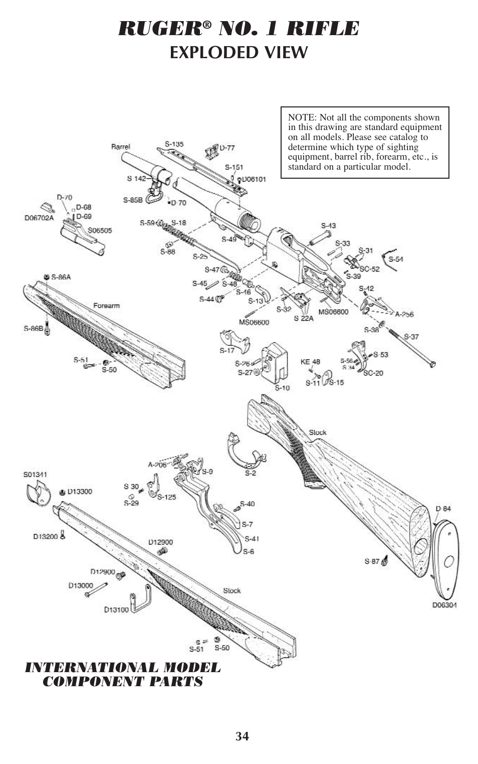 Ruger, No. 1 rifle, Exploded view | Ruger Caulking Gun User Manual | Page 34 / 40