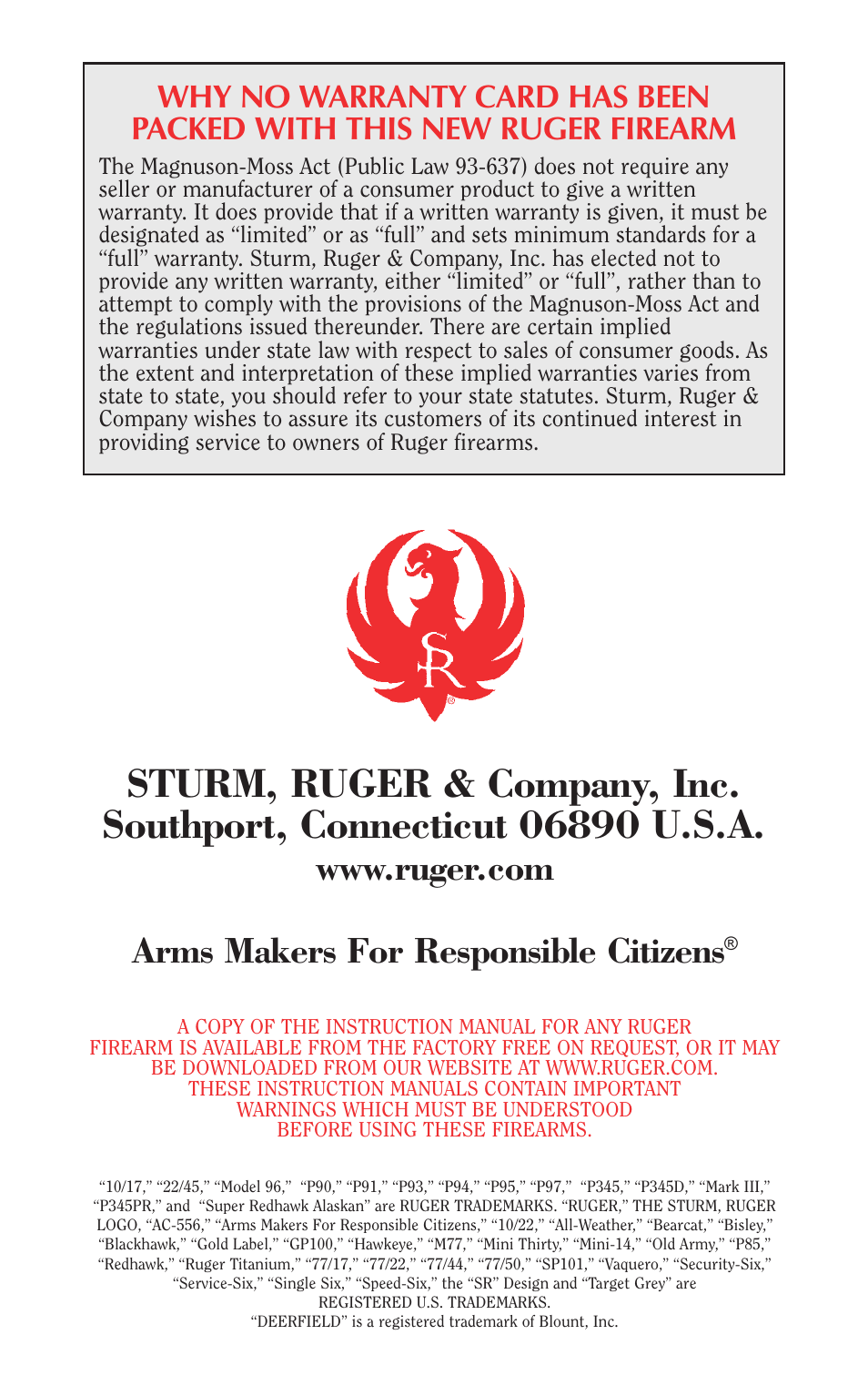 Ruger Caulking Gun User Manual | Page 40 / 40
