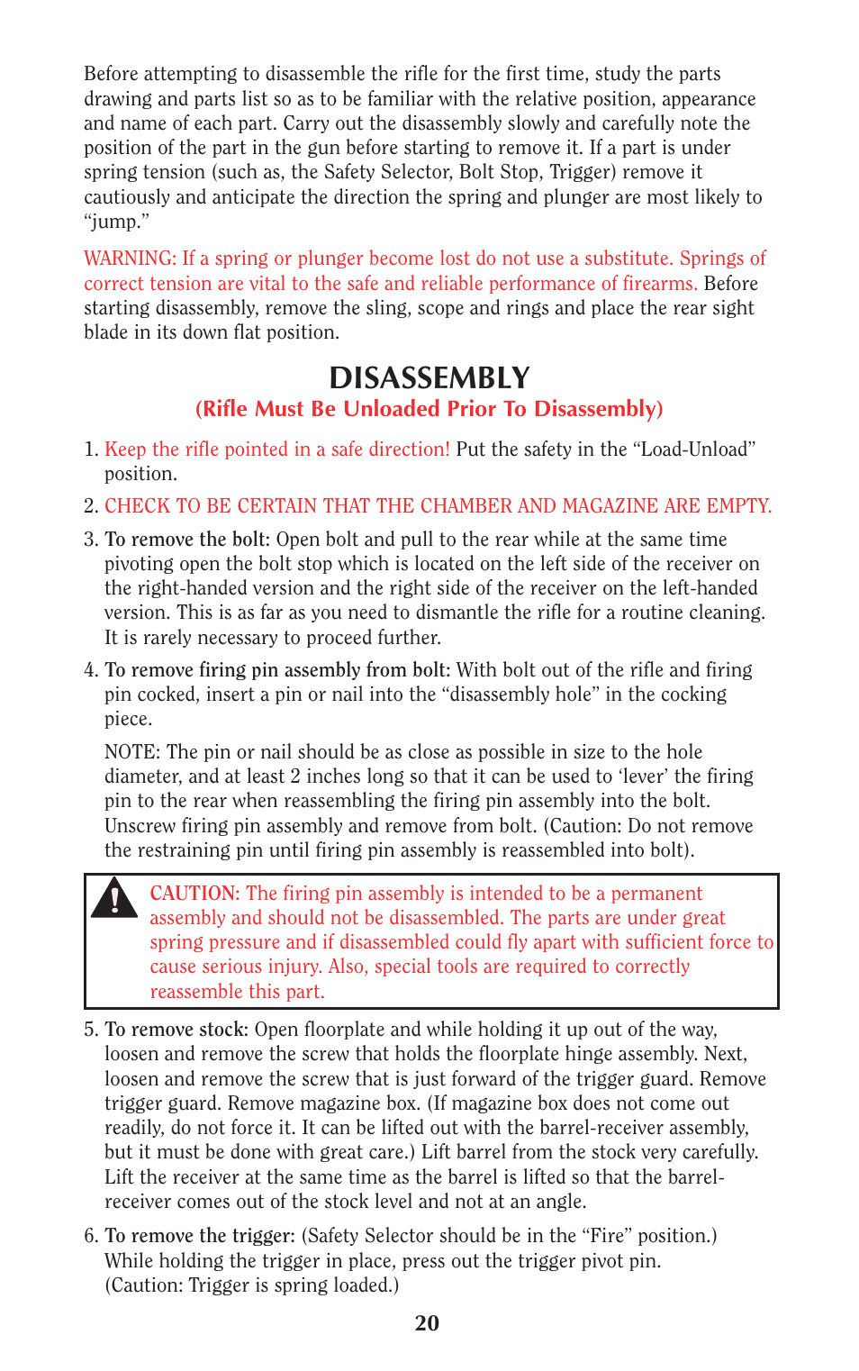 Disassembly | Ruger Hunting Equipment User Manual | Page 19 / 46