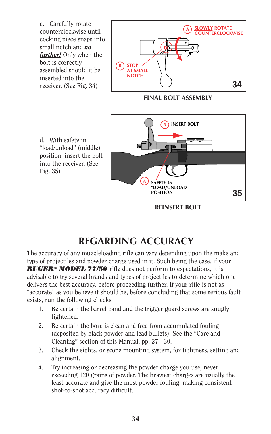 Regarding accuracy | Ruger 77/50 User Manual | Page 34 / 48