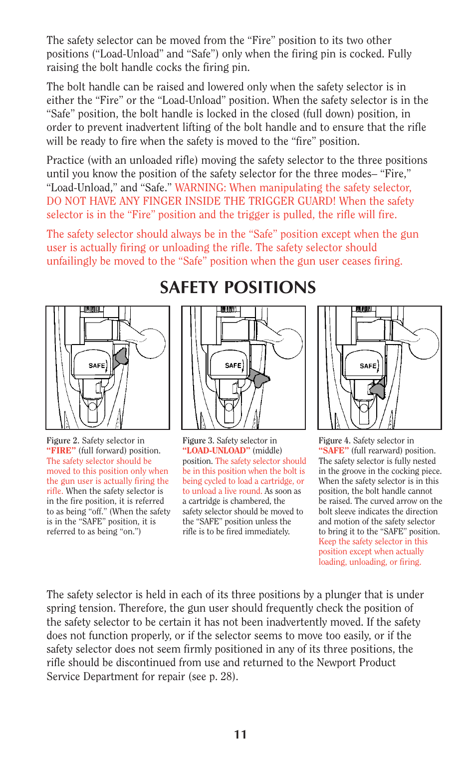 Safety positions | Ruger M77 User Manual | Page 10 / 42