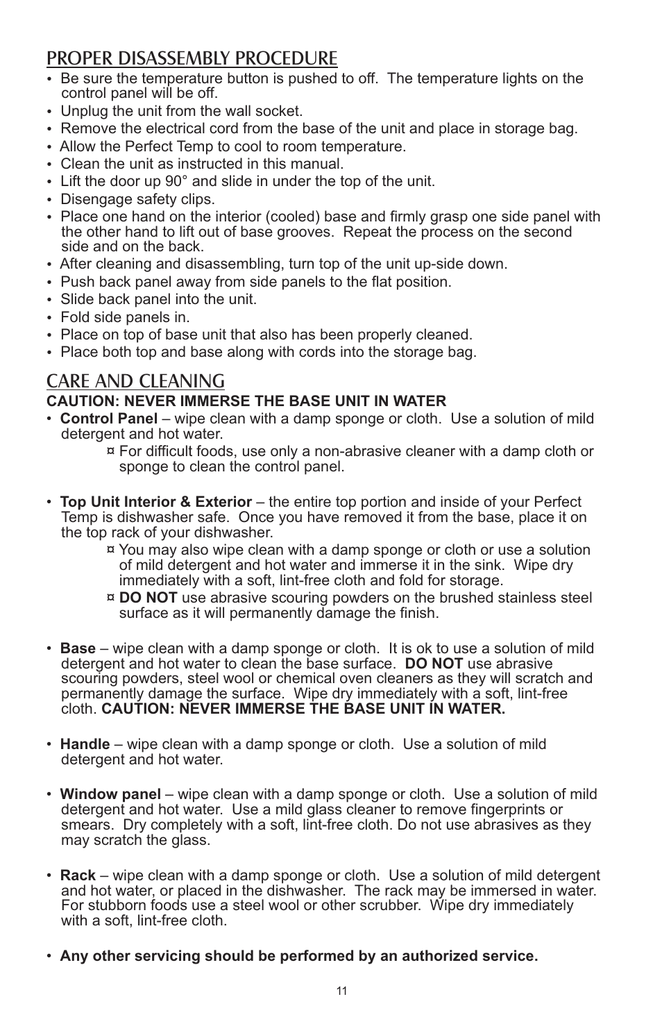 Proper disassembly procedure, Care and cleaning | Salter Housewares AW1000 User Manual | Page 11 / 14