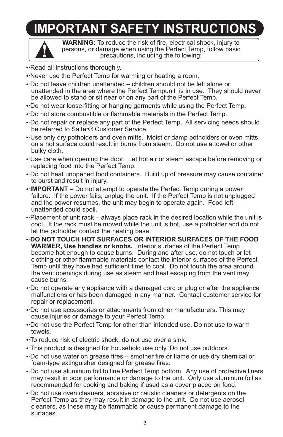 Important safety instructions | Salter Housewares AW1000 User Manual | Page 3 / 14