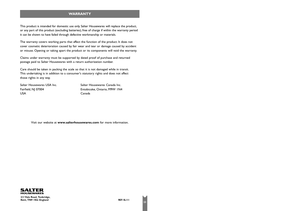 Salter Housewares SH6941 User Manual | Page 13 / 13