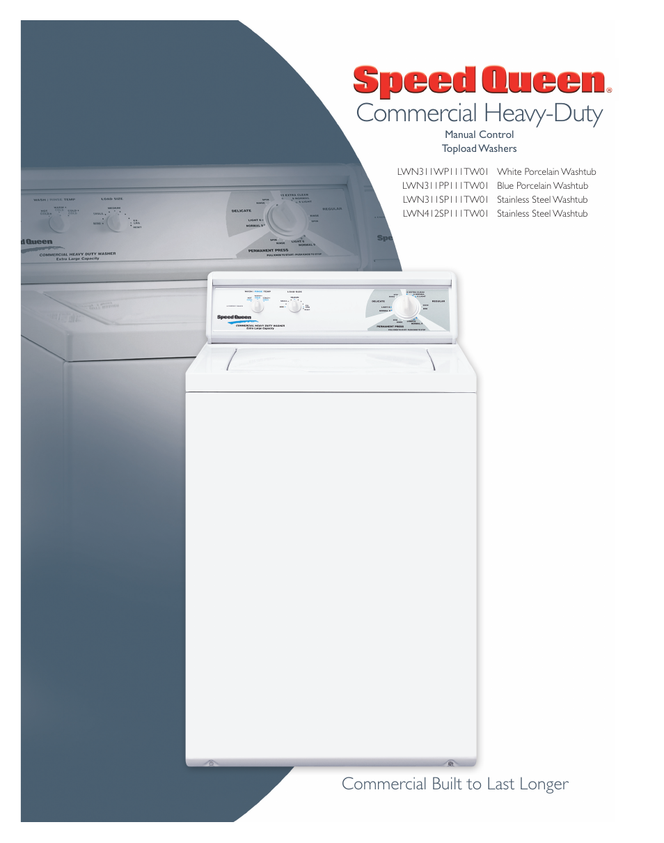 Speed Queen WHITE PORCELAIN WASHTUB LWN311SP111TW01 User Manual | 2 pages