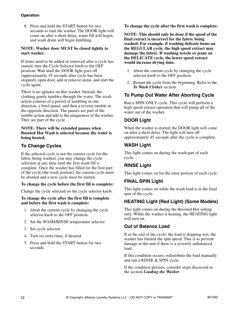 Speed Queen LTS95A User Manual | Page 14 / 50