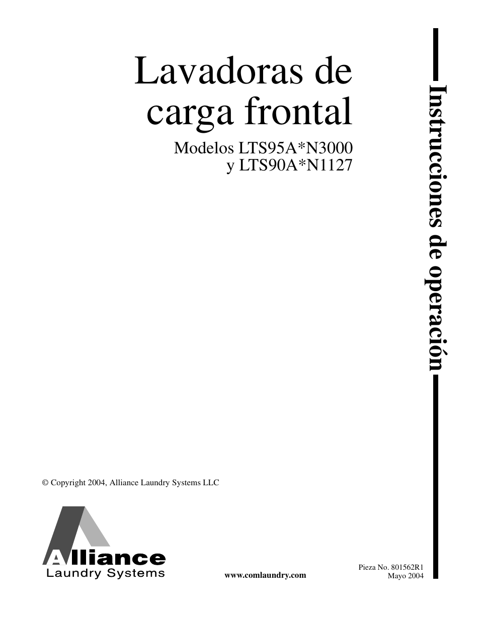 Lavadoras de carga frontal, Instrucciones de operaci ó n | Speed Queen LTS95A User Manual | Page 23 / 50