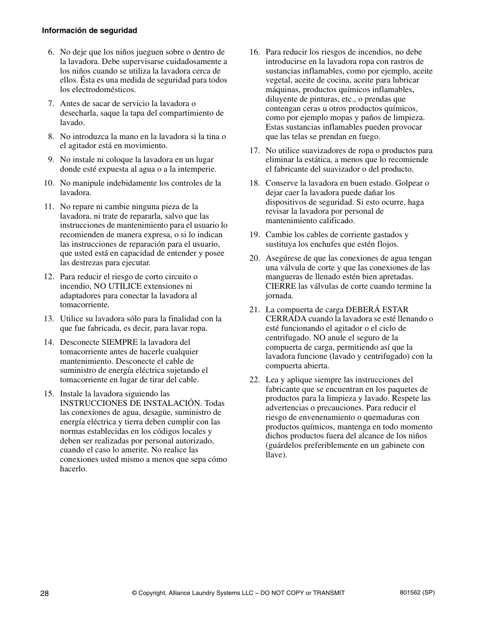 Speed Queen LTS95A User Manual | Page 30 / 50