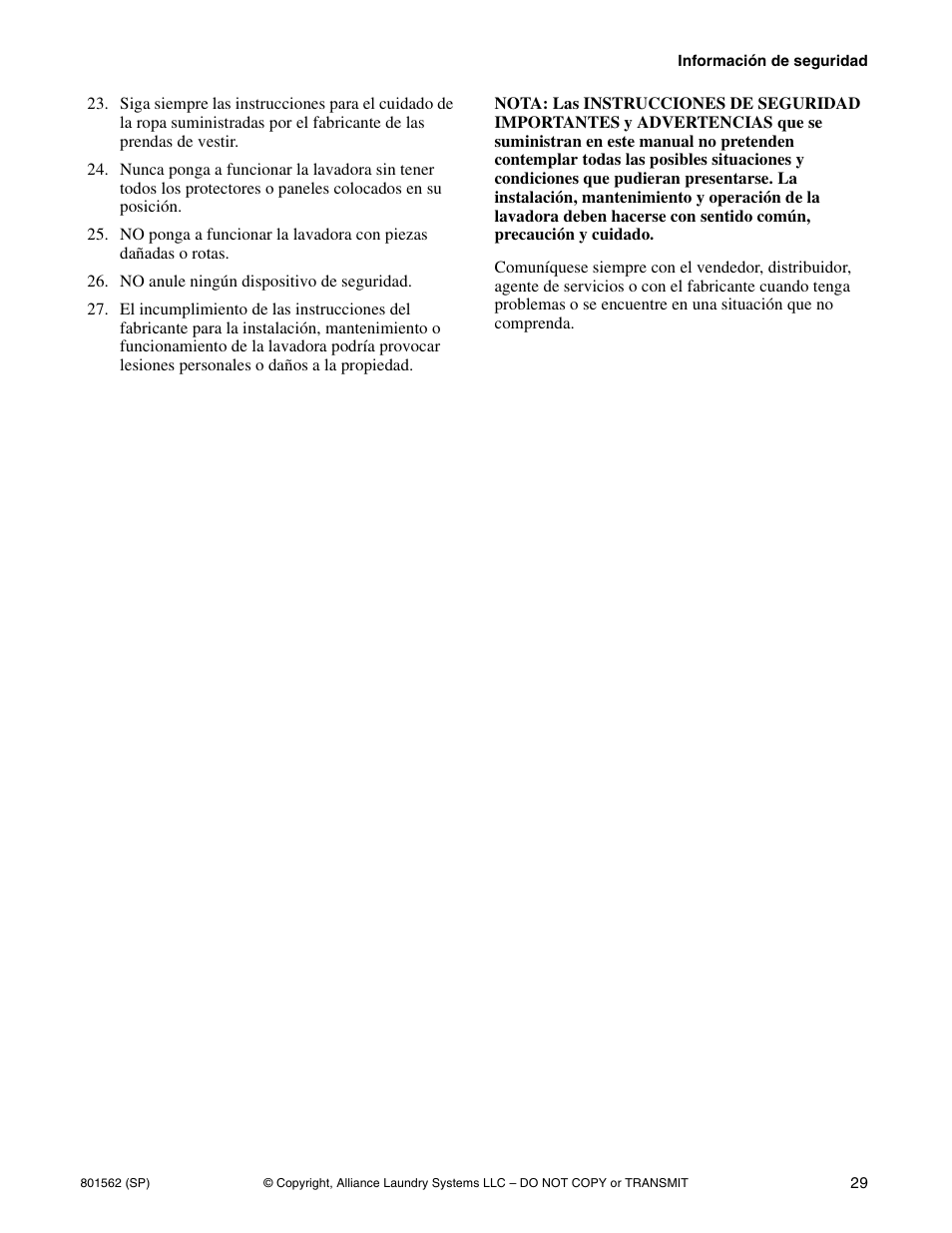 Speed Queen LTS95A User Manual | Page 31 / 50