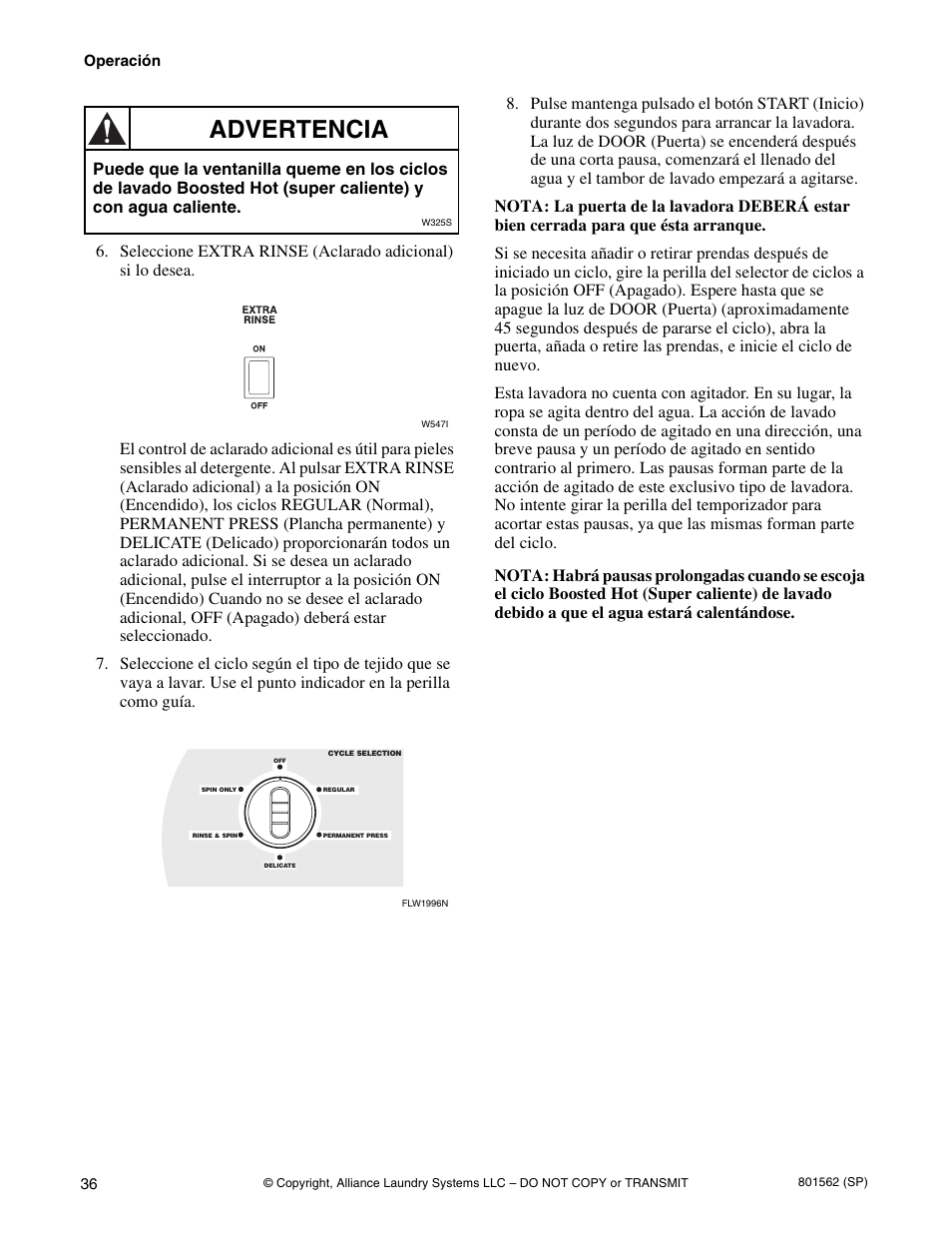 Advertencia | Speed Queen LTS95A User Manual | Page 38 / 50