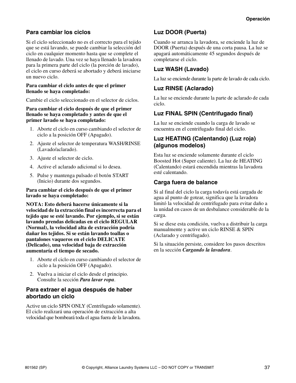 Speed Queen LTS95A User Manual | Page 39 / 50