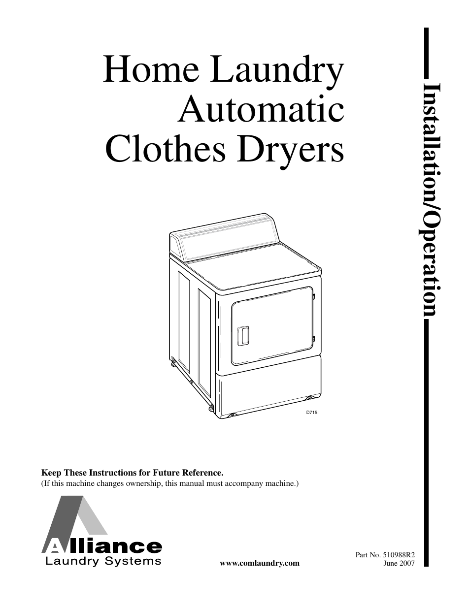 Speed Queen LES37A*F User Manual | 34 pages