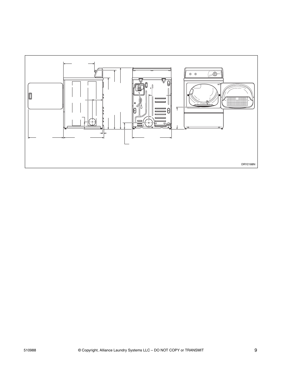Installation, Roughing in dimensions | Speed Queen LES37A*F User Manual | Page 11 / 34