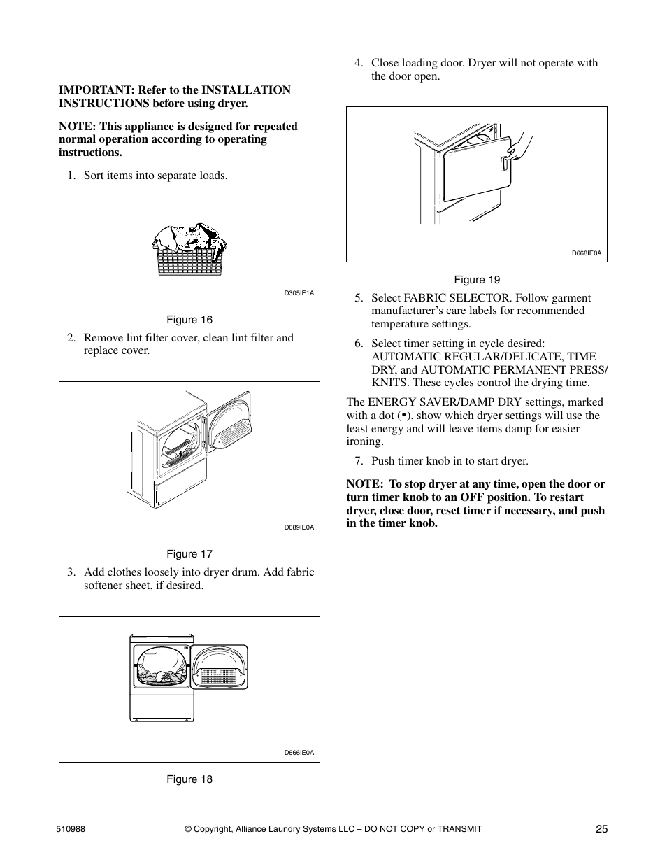 To dry clothes | Speed Queen LES37A*F User Manual | Page 27 / 34