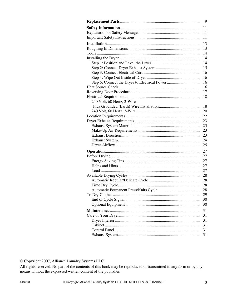 Speed Queen LES37A*F User Manual | Page 5 / 34
