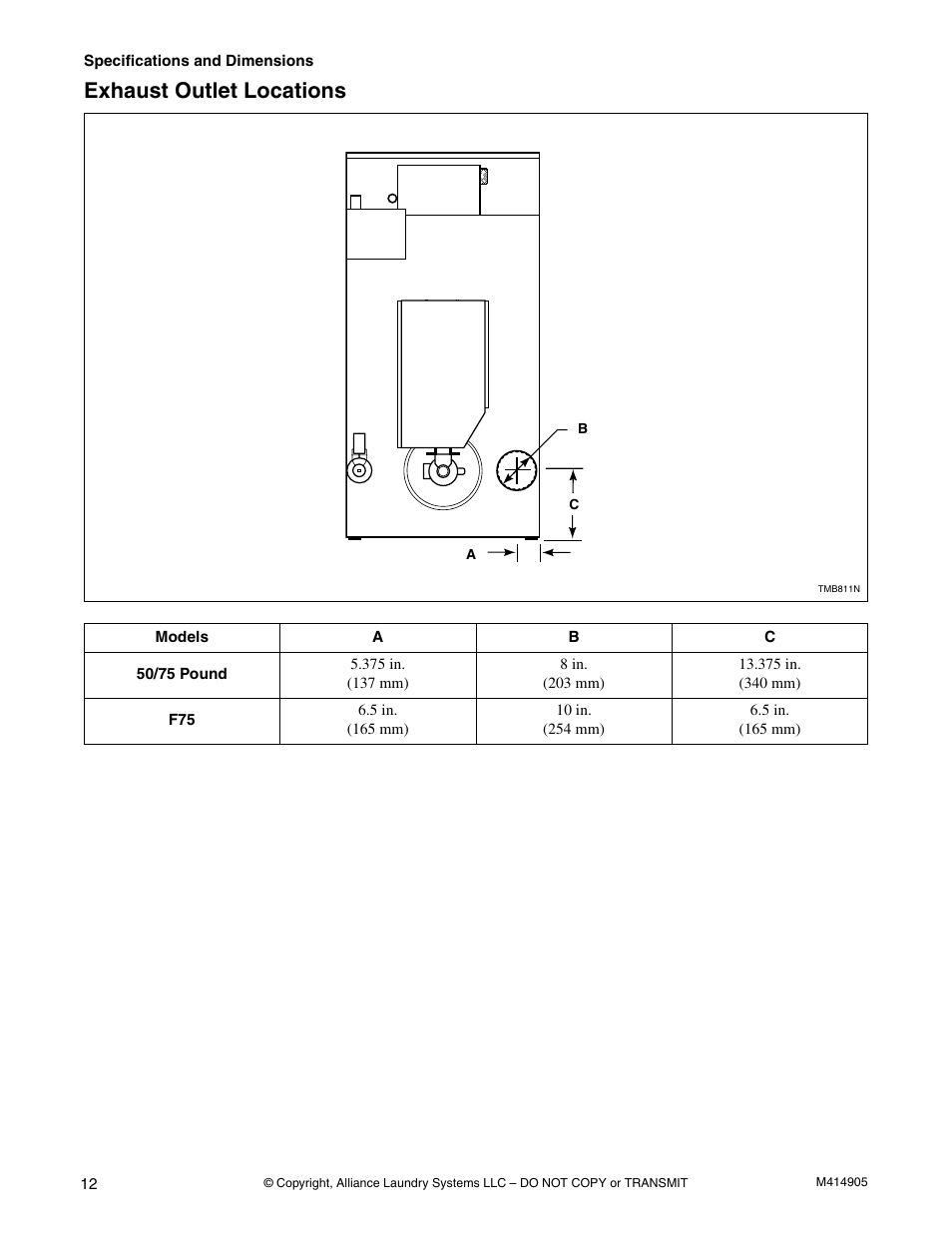 Exhaust outlet locations | Speed Queen TMB796C User Manual | Page 14 / 62