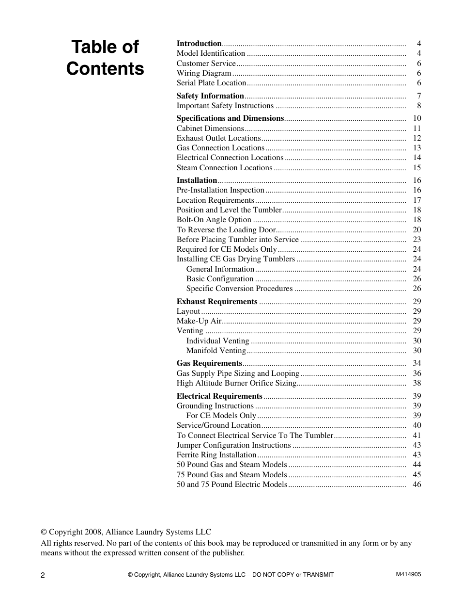 Speed Queen TMB796C User Manual | Page 4 / 62