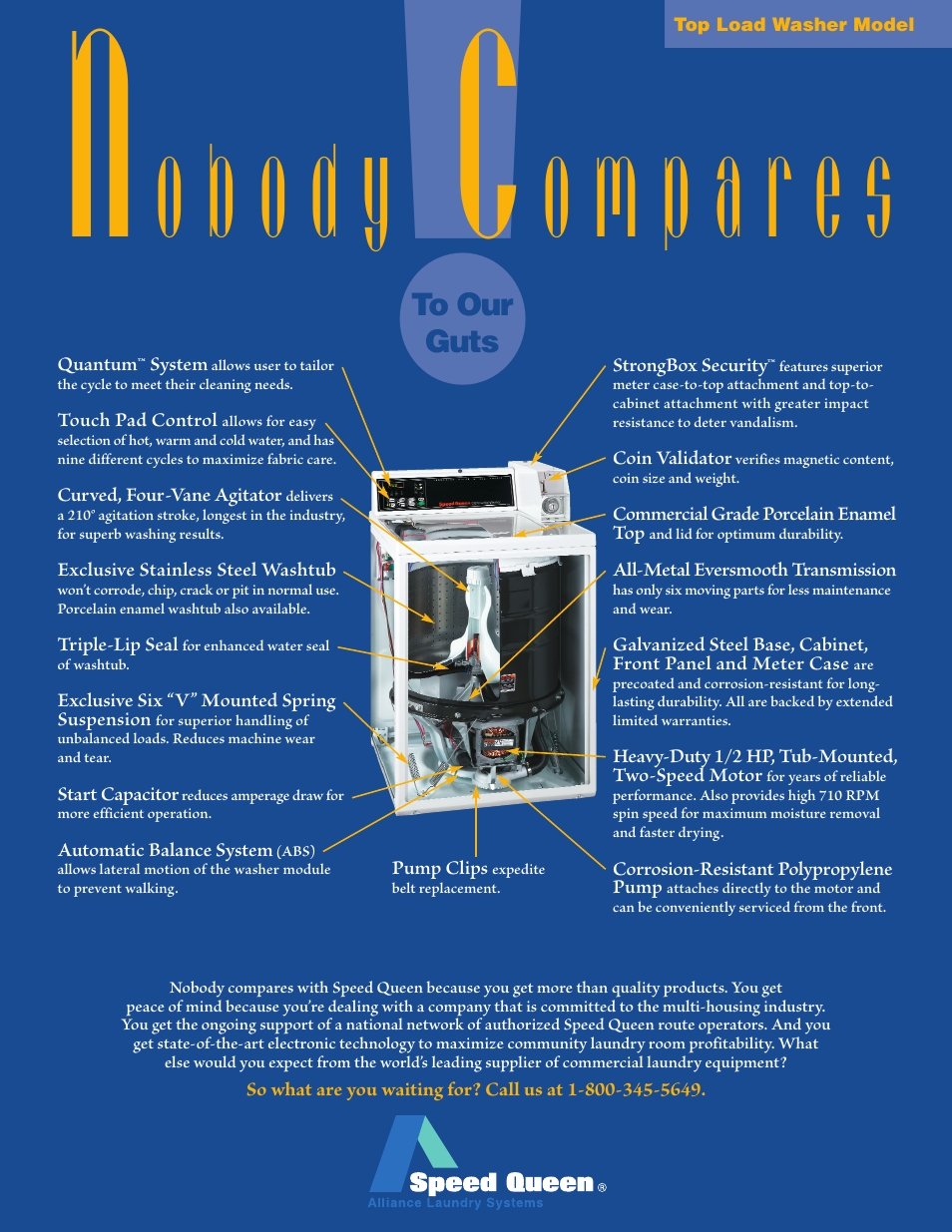 Speed Queen Nobody Compares MDC User Manual | 2 pages