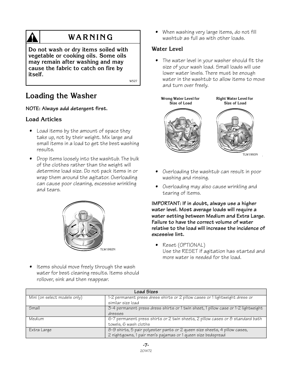 Loading the washer | Speed Queen No. 201472R3 User Manual | Page 7 / 27