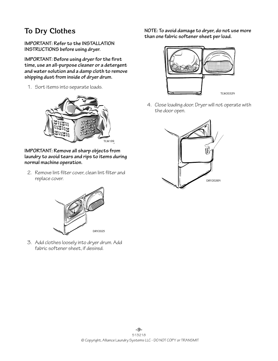 Speed Queen HVR-M15N/M15P User Manual | Page 9 / 14