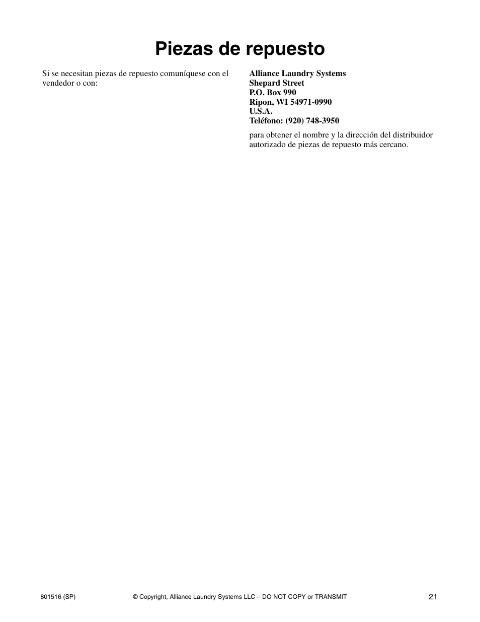Piezas de repuesto | Speed Queen H370I User Manual | Page 23 / 38