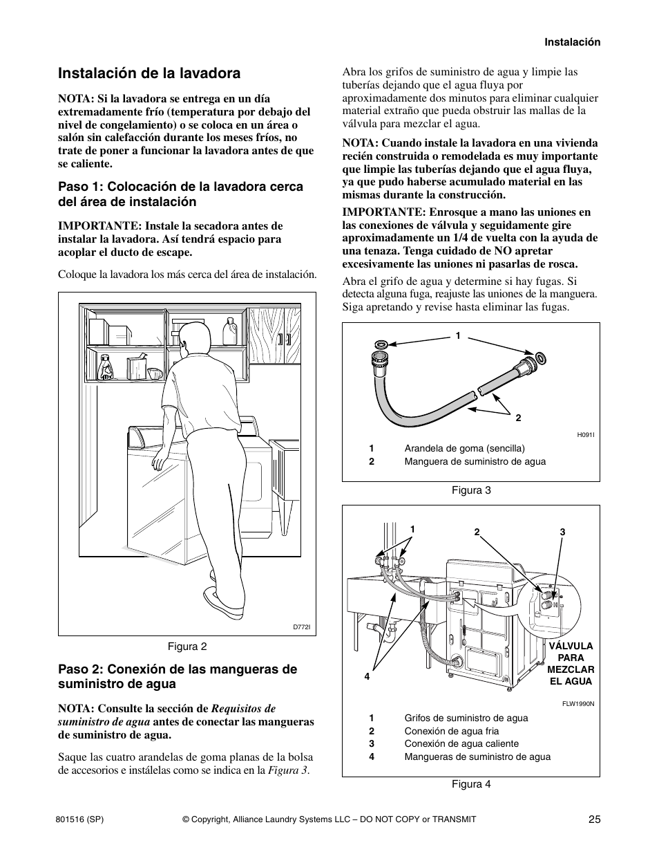 Instalación de la lavadora | Speed Queen H370I User Manual | Page 27 / 38