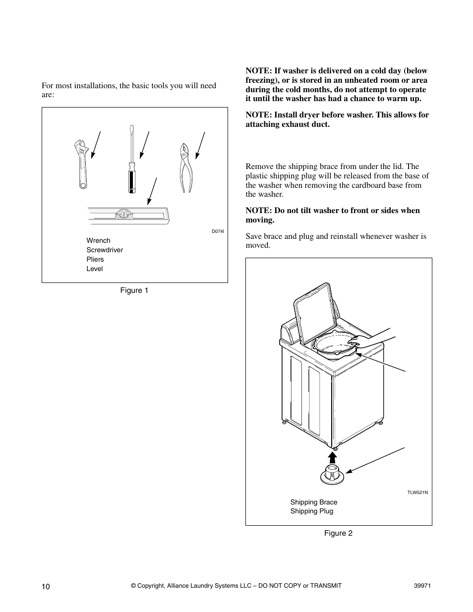 Before you start, Tools, Installing the washer | Speed Queen W001C User Manual | Page 12 / 30