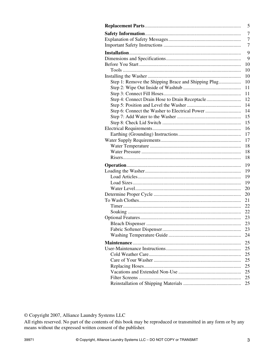 Speed Queen W001C User Manual | Page 5 / 30