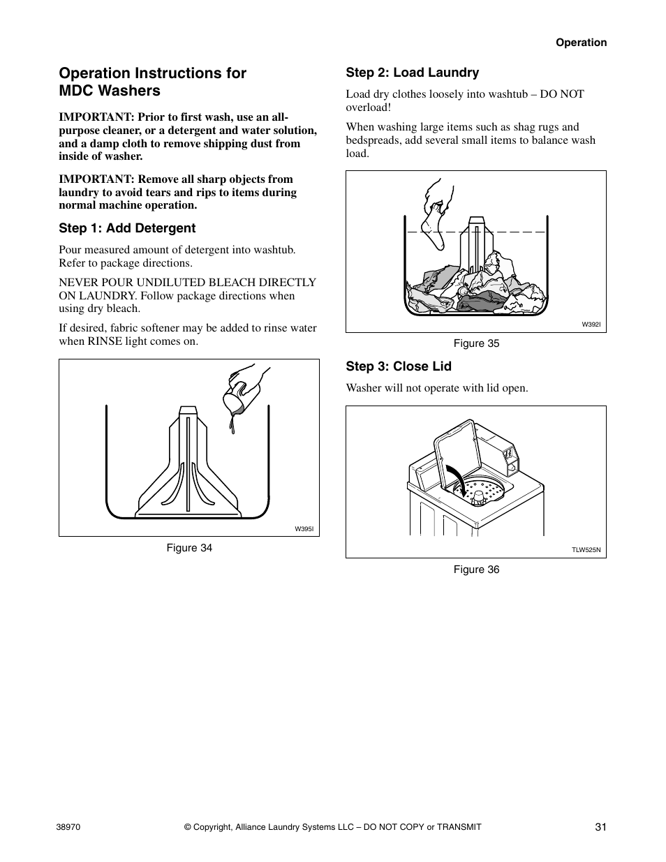 Operation instructions for mdc washers | Speed Queen W446I User Manual | Page 33 / 92