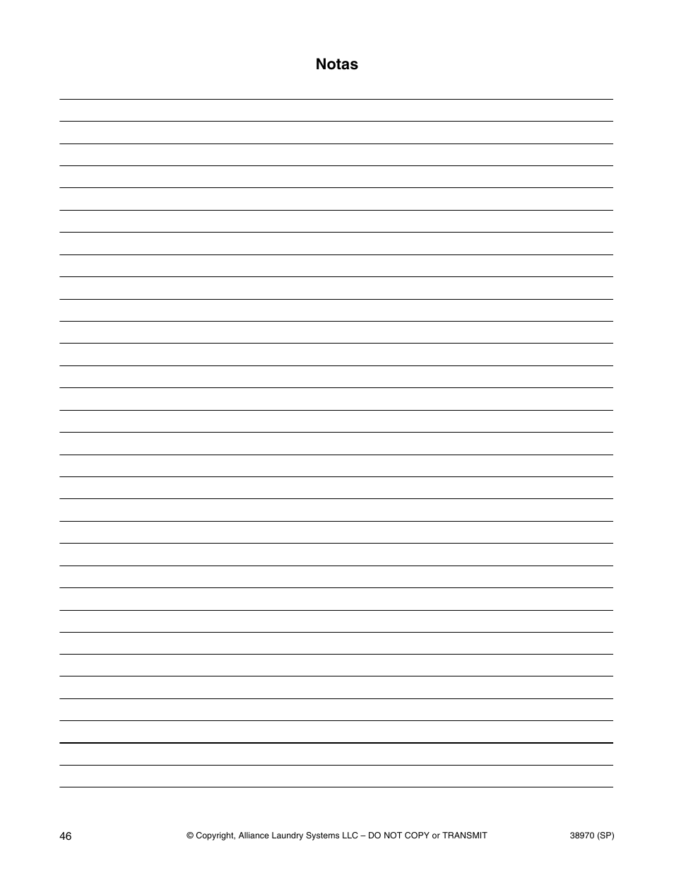 Notas | Speed Queen W446I User Manual | Page 48 / 92