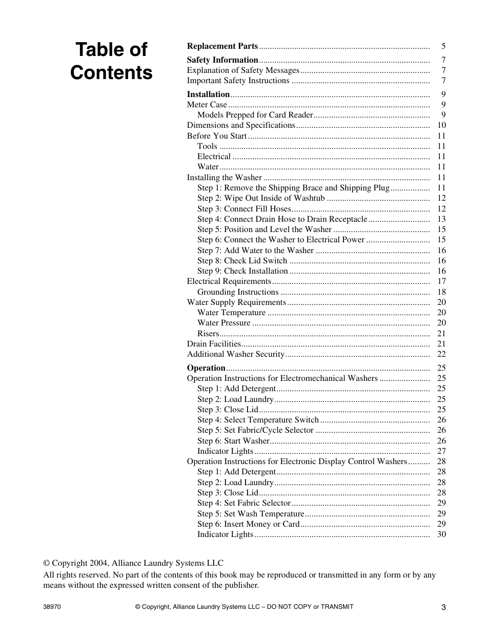 Speed Queen W446I User Manual | Page 5 / 92