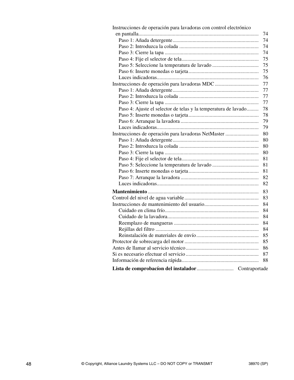 Speed Queen W446I User Manual | Page 50 / 92