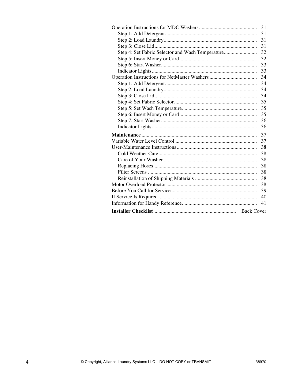 Speed Queen W446I User Manual | Page 6 / 92