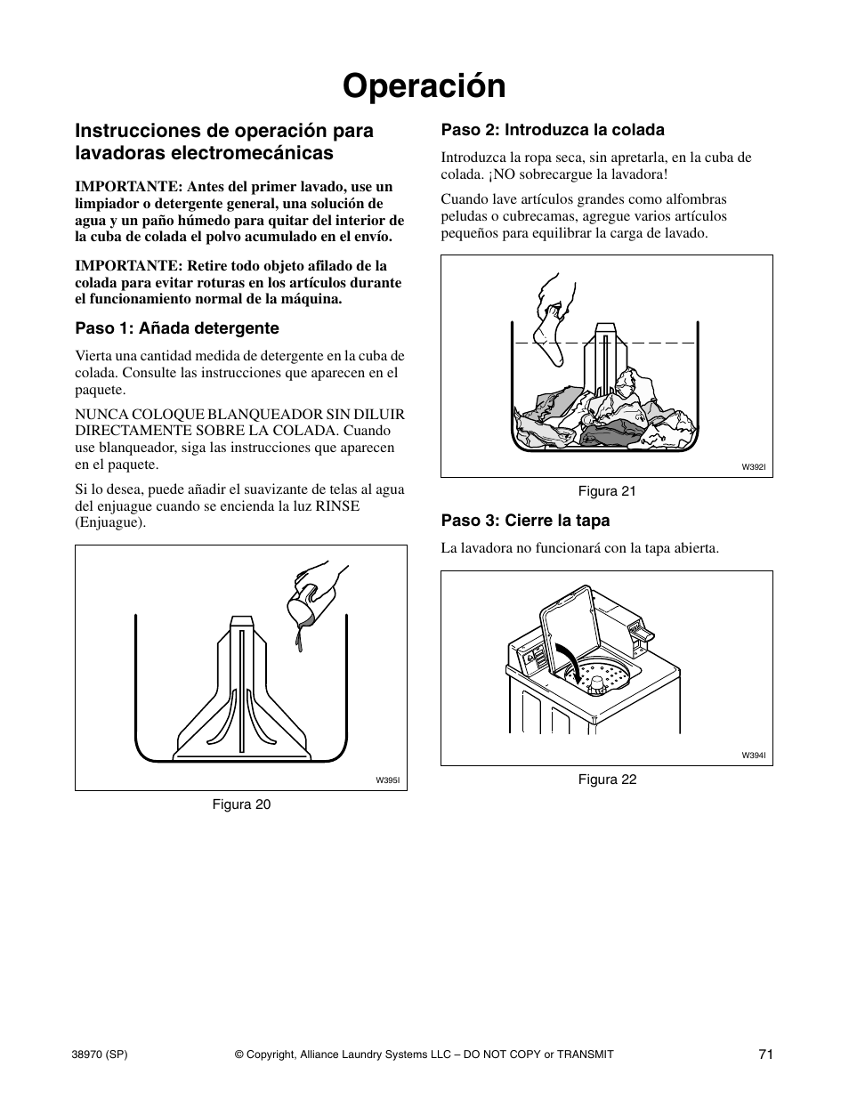 Operación | Speed Queen W446I User Manual | Page 73 / 92