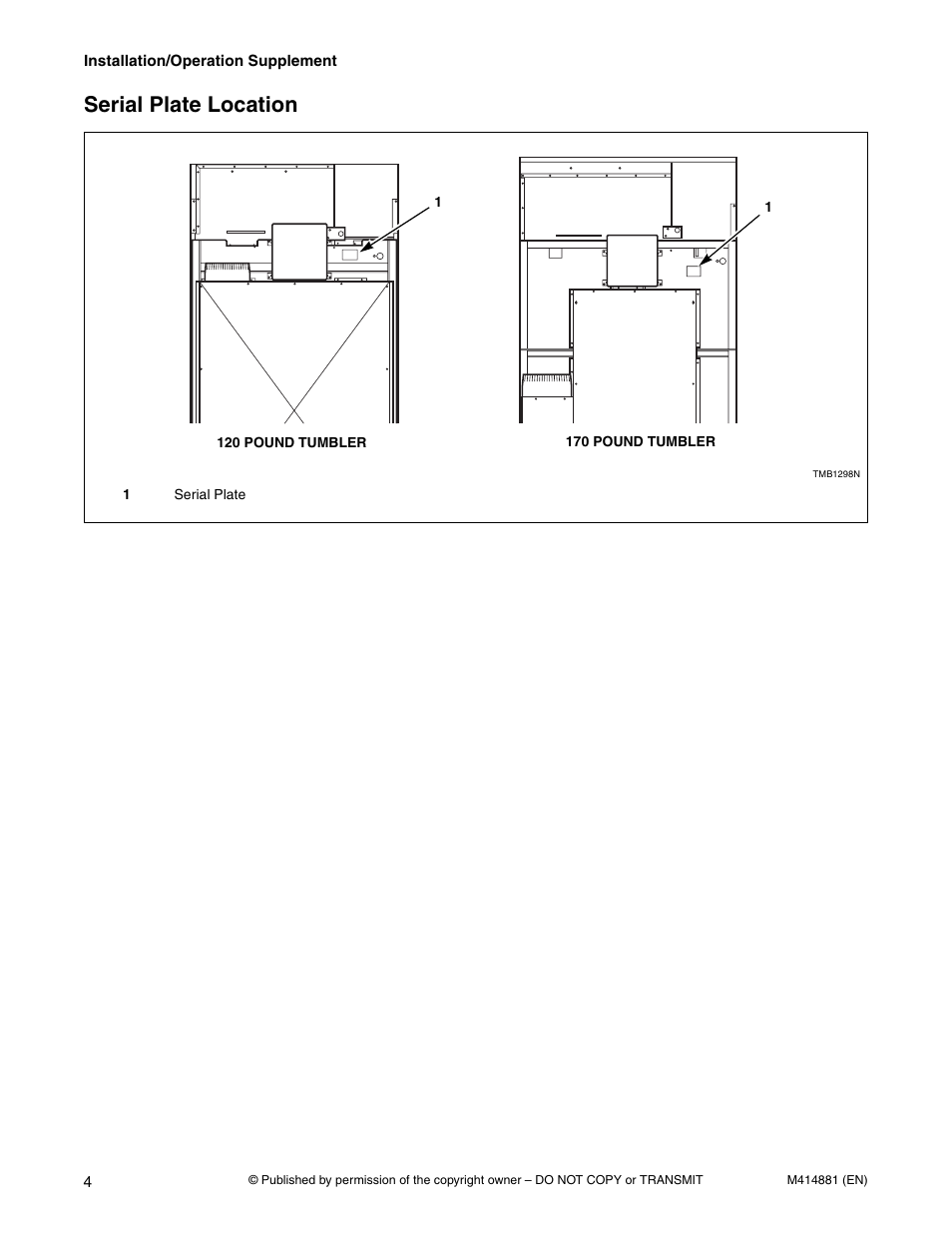 Serial plate location | Speed Queen Drying Tumblers TMB1268C User Manual | Page 6 / 30