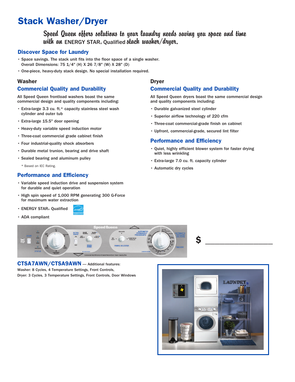 Stack washer/dryer | Speed Queen Home Laundry User Manual | Page 10 / 12