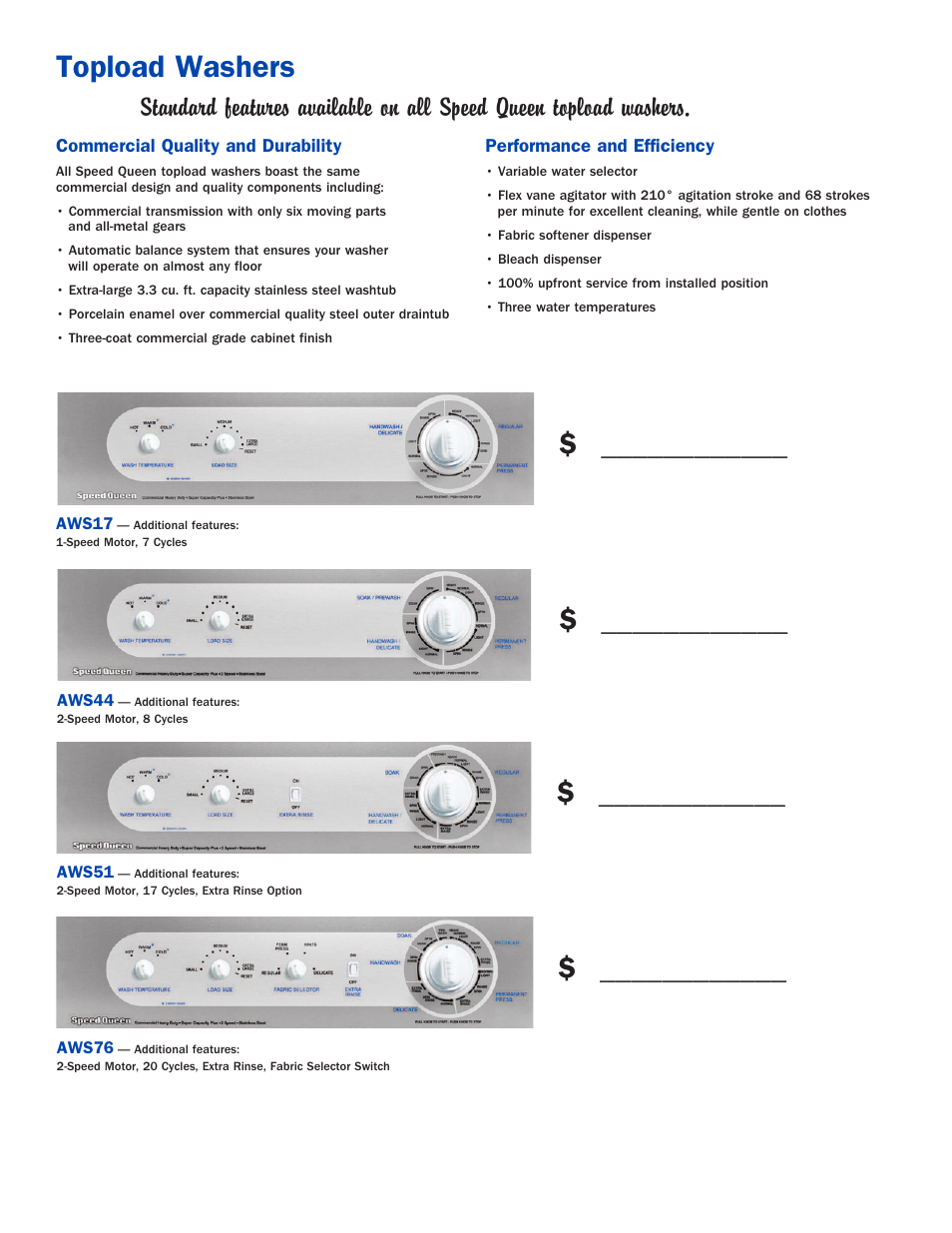 Topload washers | Speed Queen Home Laundry User Manual | Page 4 / 12
