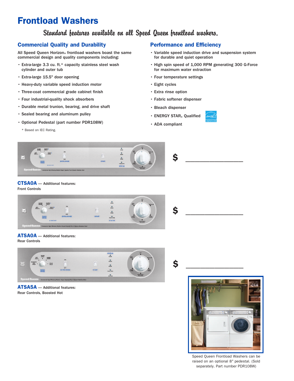Frontload washers | Speed Queen Home Laundry User Manual | Page 6 / 12