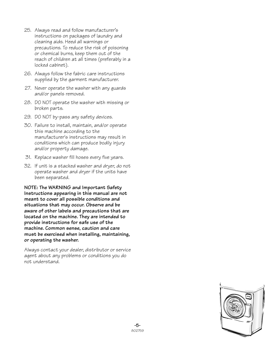 Speed Queen Frontload Washer 802759 User Manual | Page 5 / 30