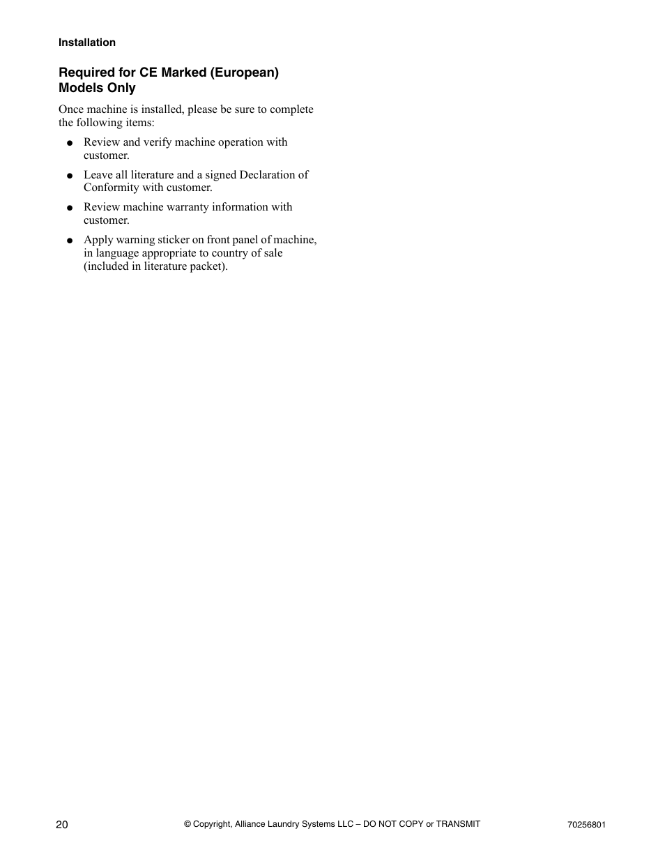 Required for ce marked (european) models only | Speed Queen Drying Tumblers none User Manual | Page 22 / 60