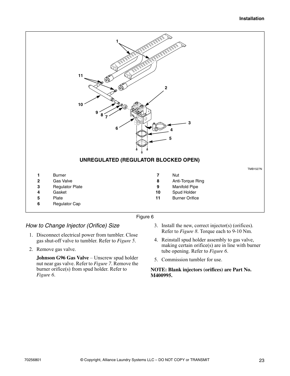 Figure 6, Remove gas valve, Commission tumbler for use | Speed Queen Drying Tumblers none User Manual | Page 25 / 60