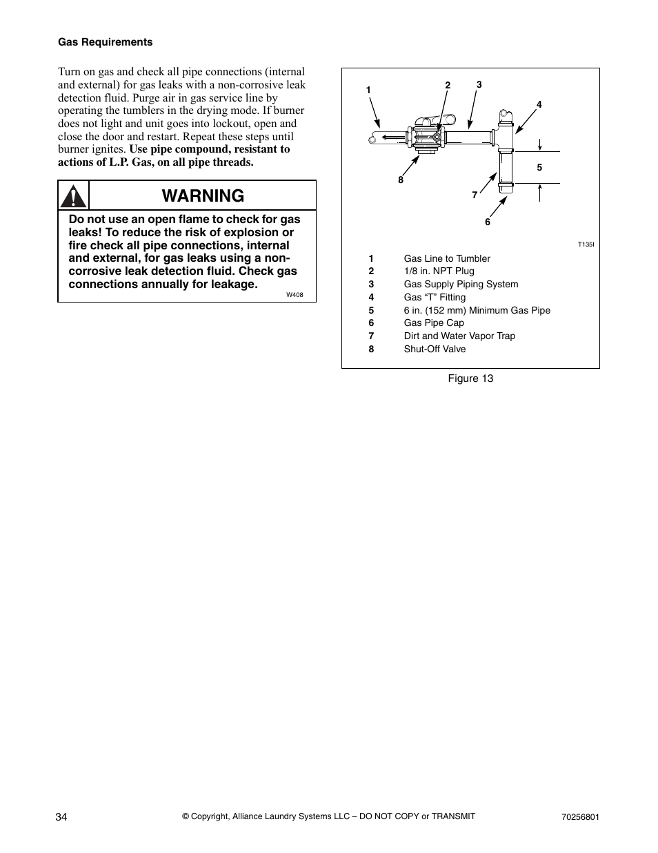 Figure 13, Refer to figure 13, Warning | Speed Queen Drying Tumblers none User Manual | Page 36 / 60