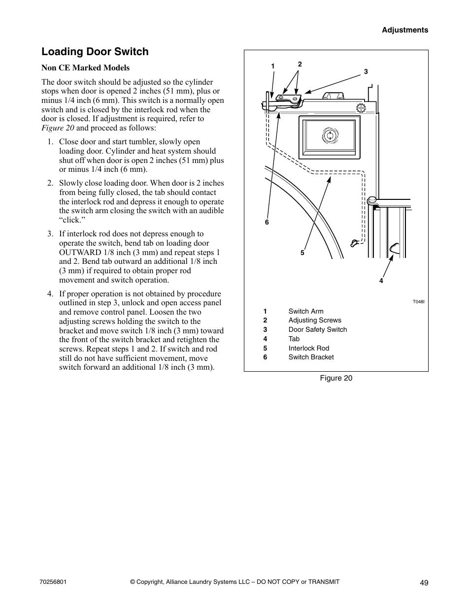 Loading door switch, Figure 20 | Speed Queen Drying Tumblers none User Manual | Page 51 / 60