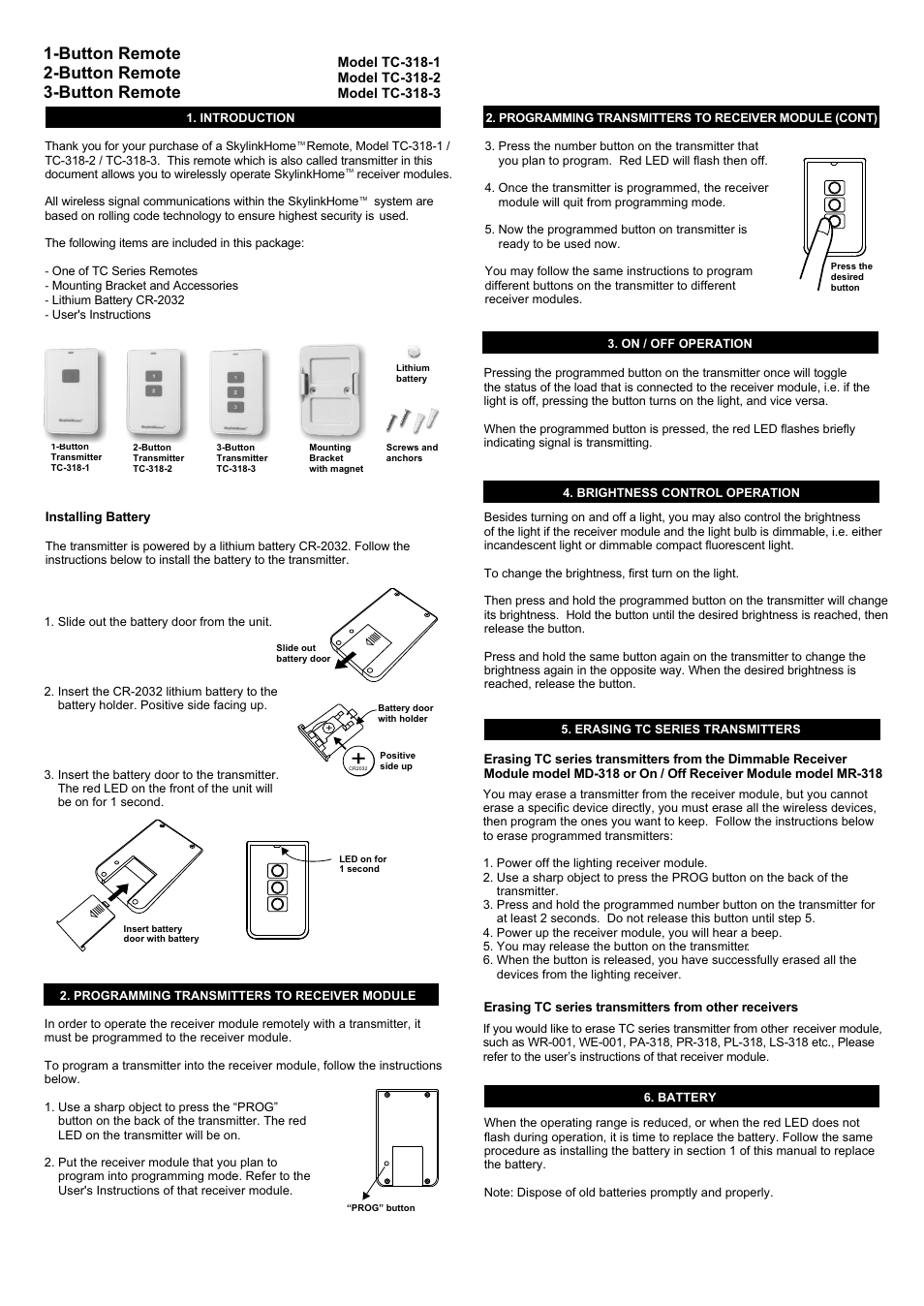 Skylink TC-318-1 User Manual | 2 pages