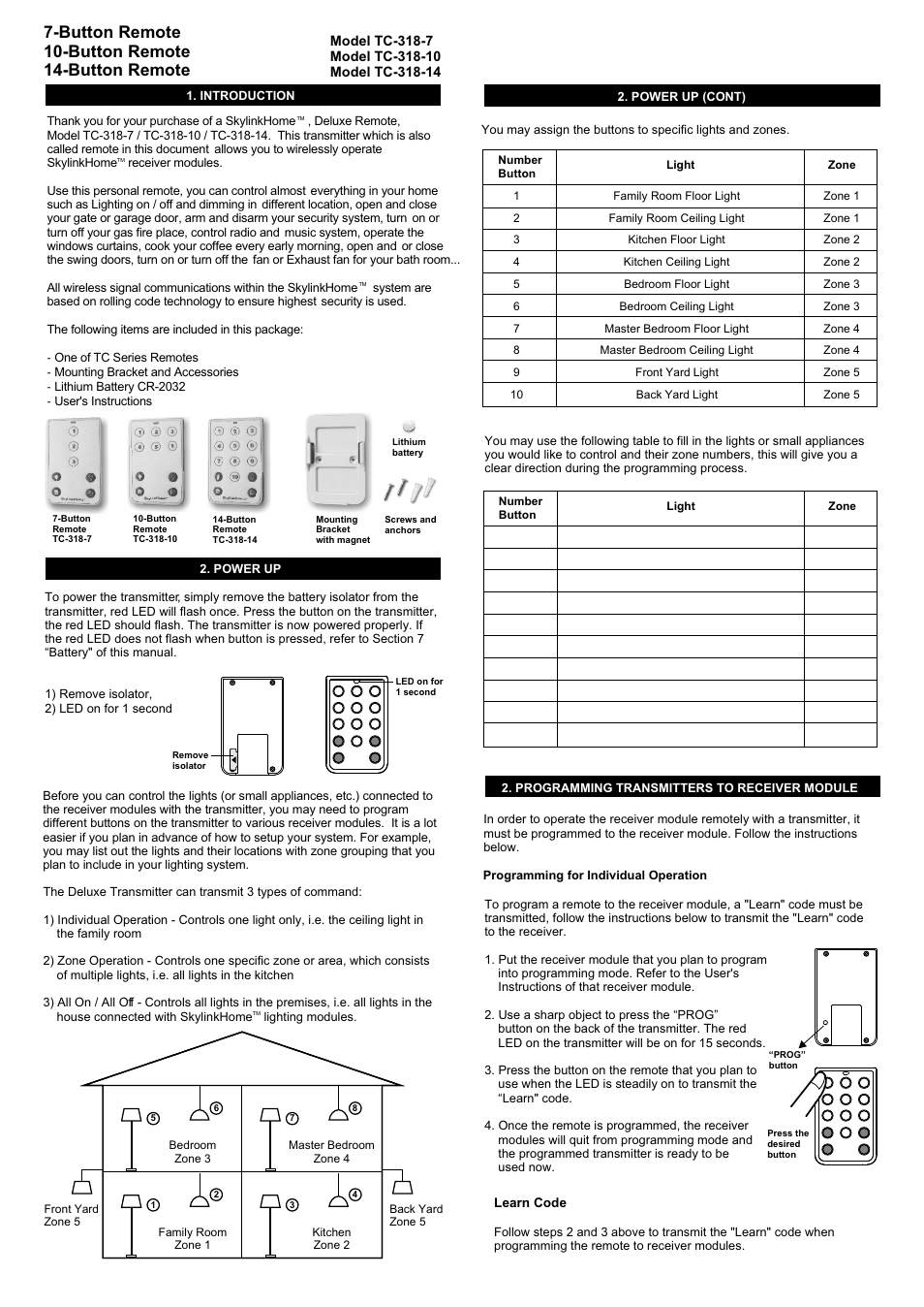 Skylink TC-318-7 User Manual | 4 pages