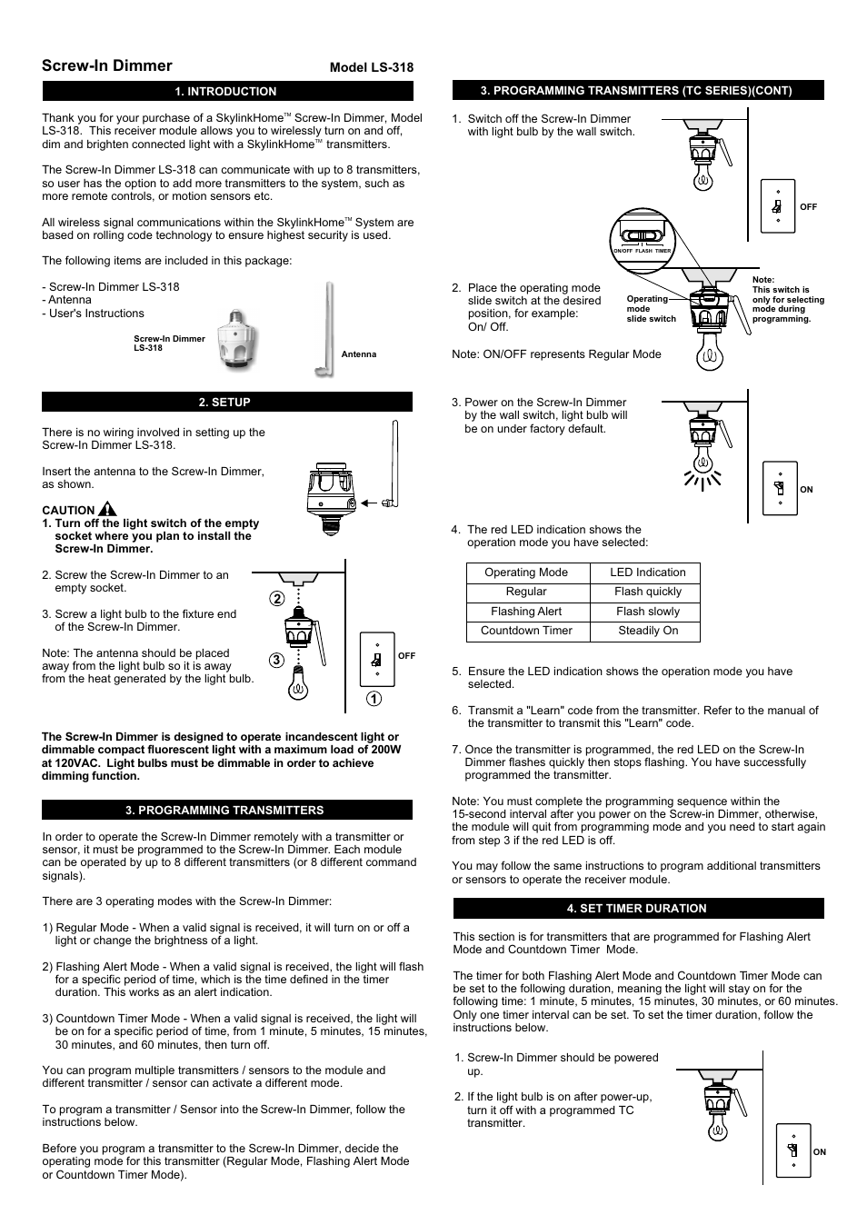 Skylink LS-318 User Manual | 3 pages