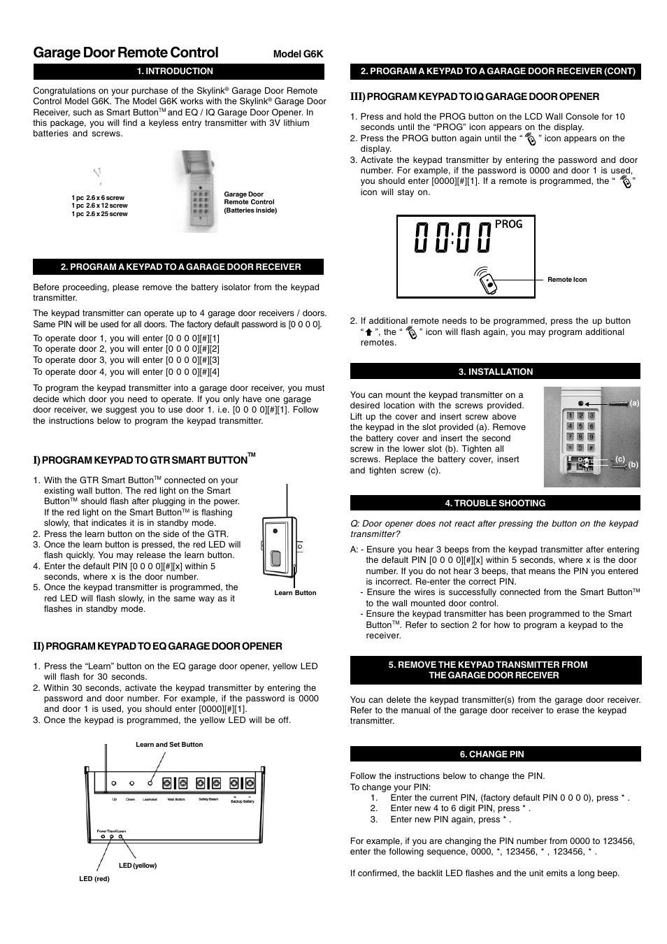 Skylink G6K User Manual | 2 pages